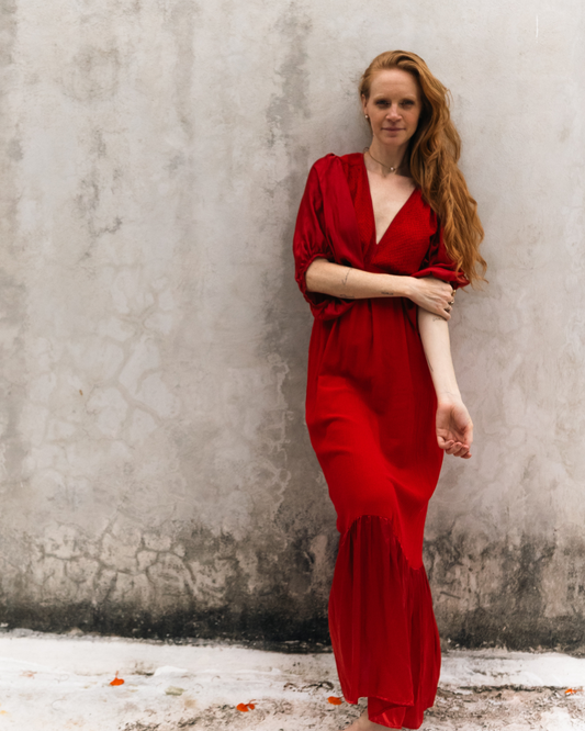 Vestido Cayetana Red Silk Rayon