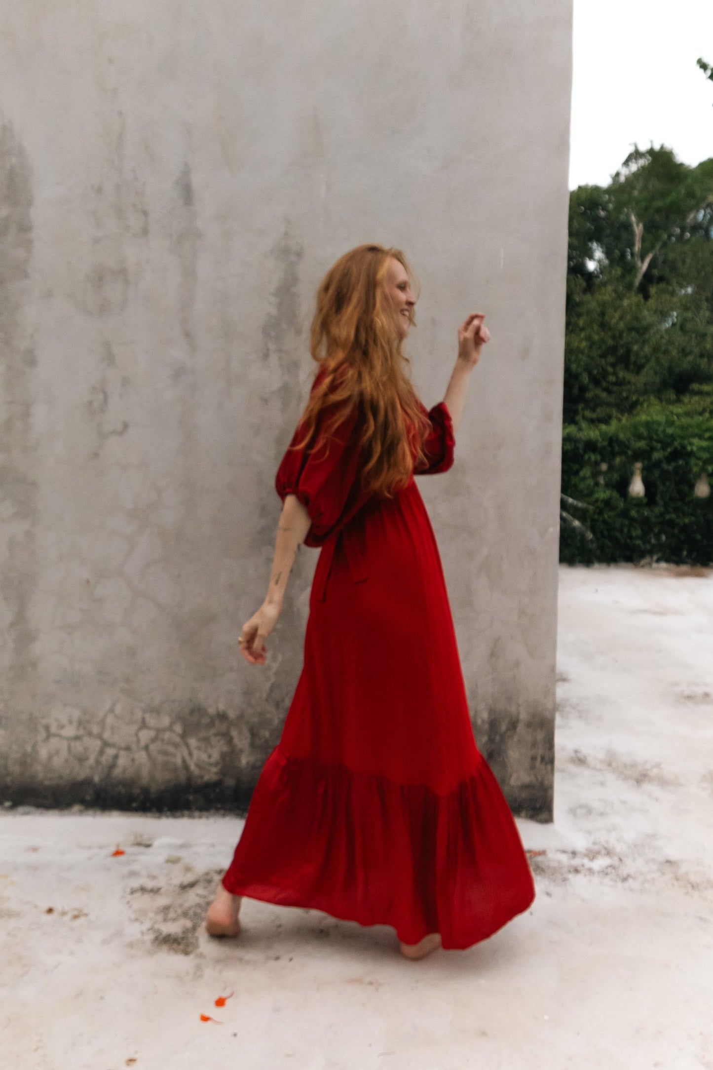 Vestido Cayetana Red Silk Rayon