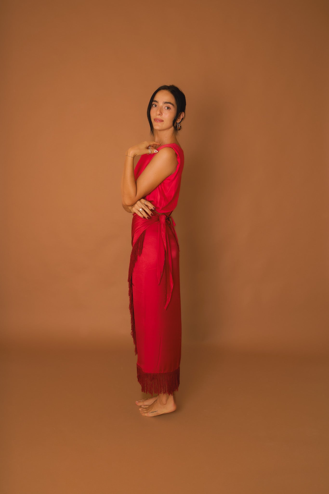 Falda Luz Flecos Silk Rayon