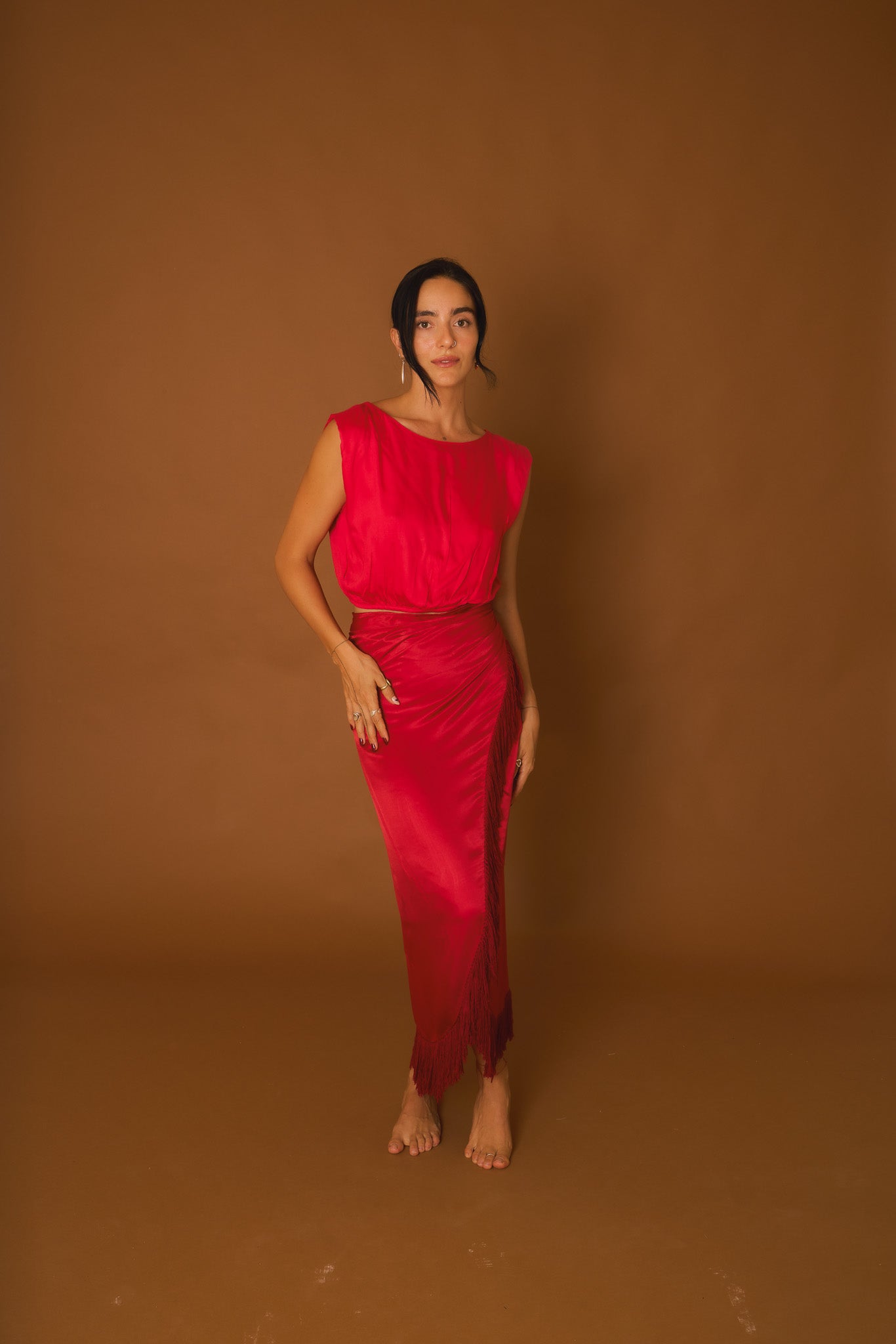 Falda Luz Flecos Silk Rayon