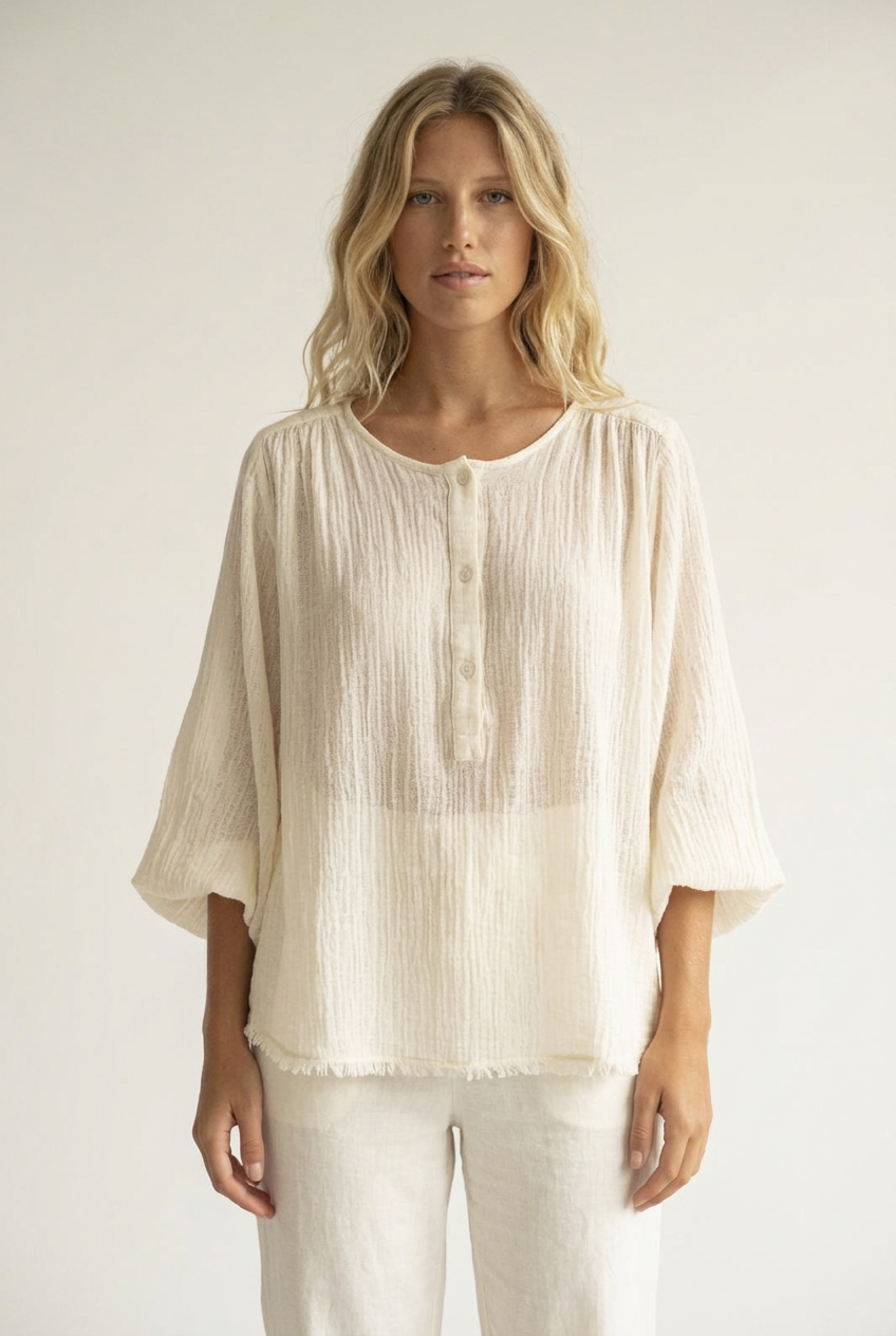 Camisa Luna en color Ivory, vista frontal