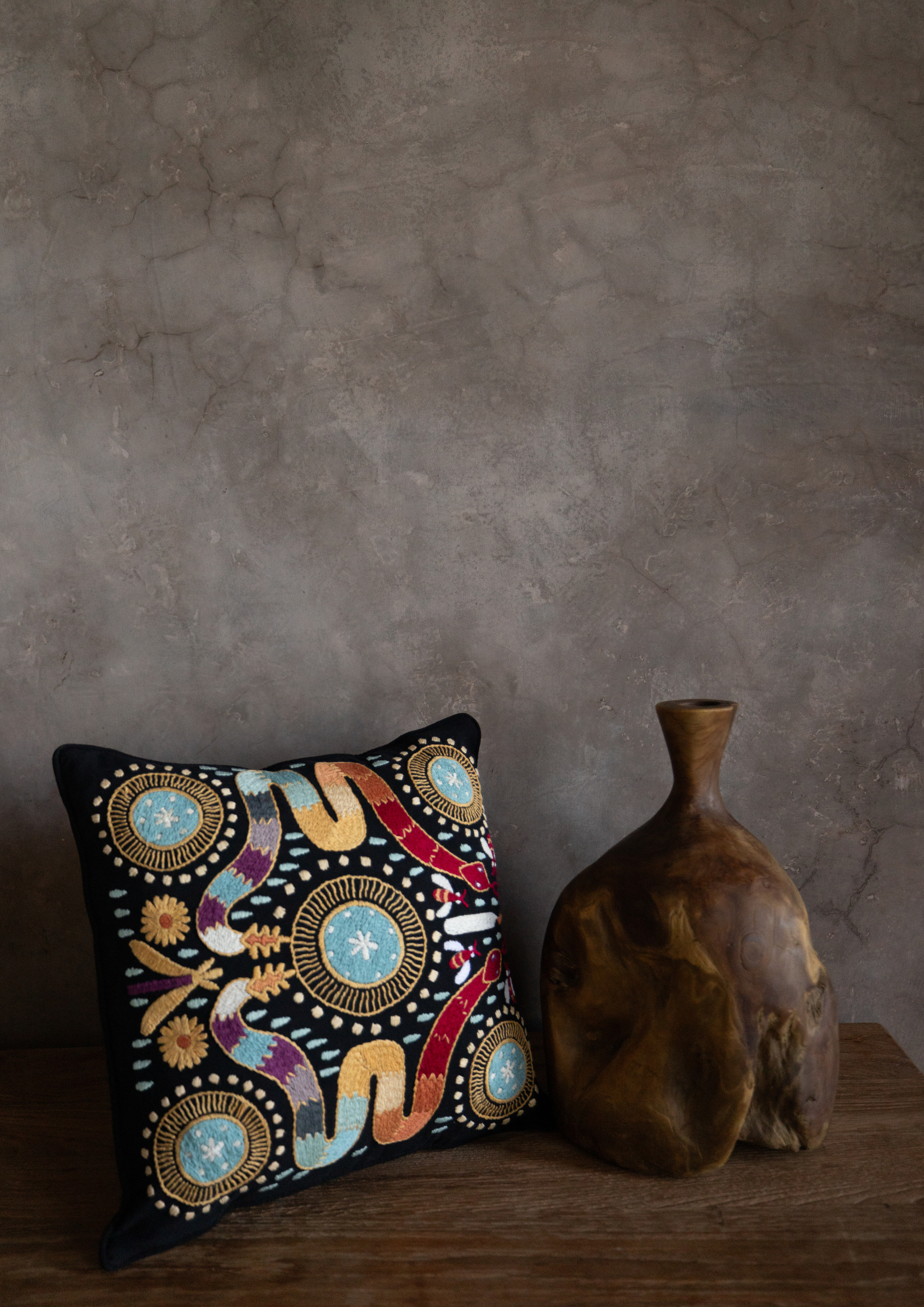 Cojin Huichol Serpiente