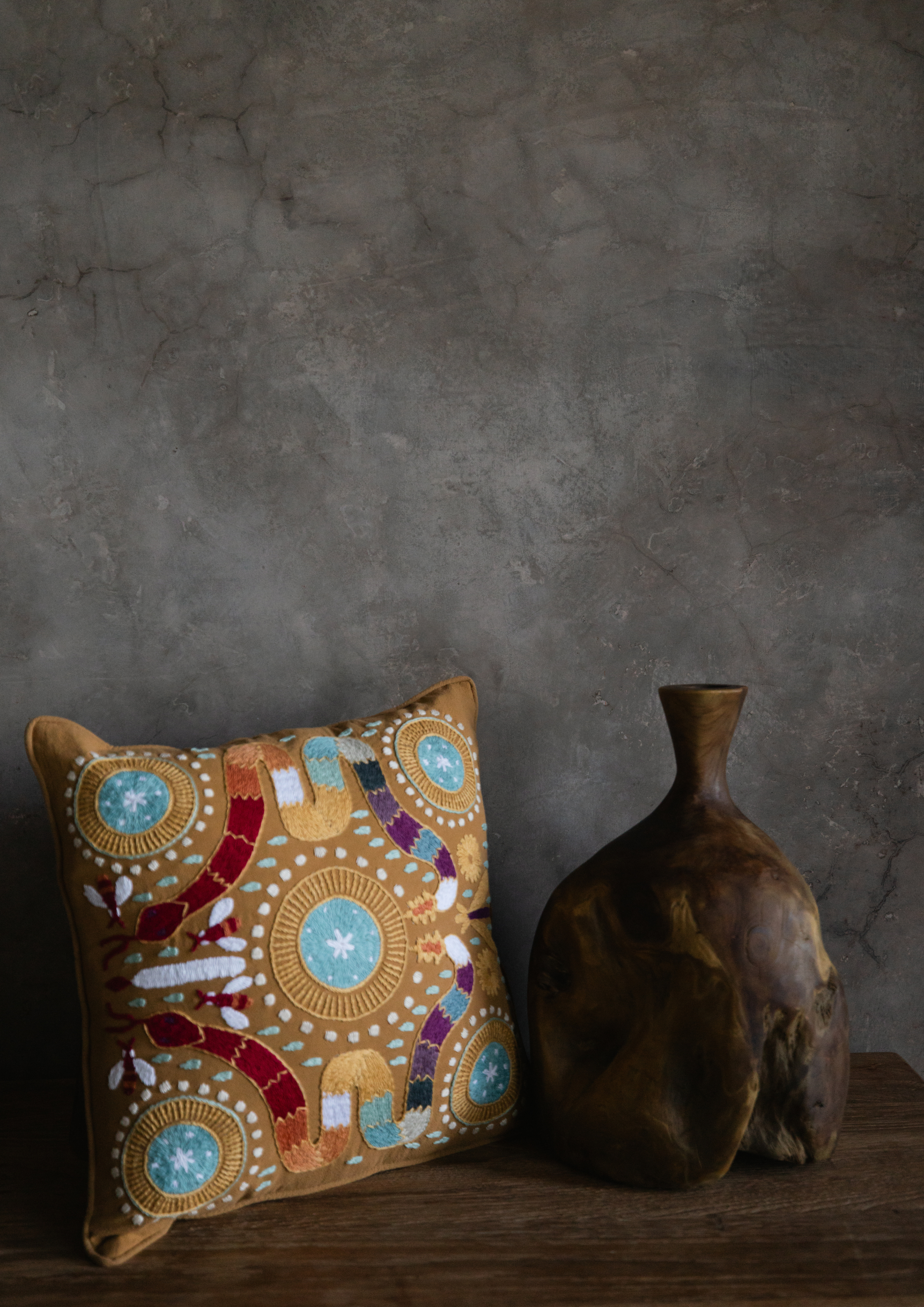 Cojin Huichol Serpiente