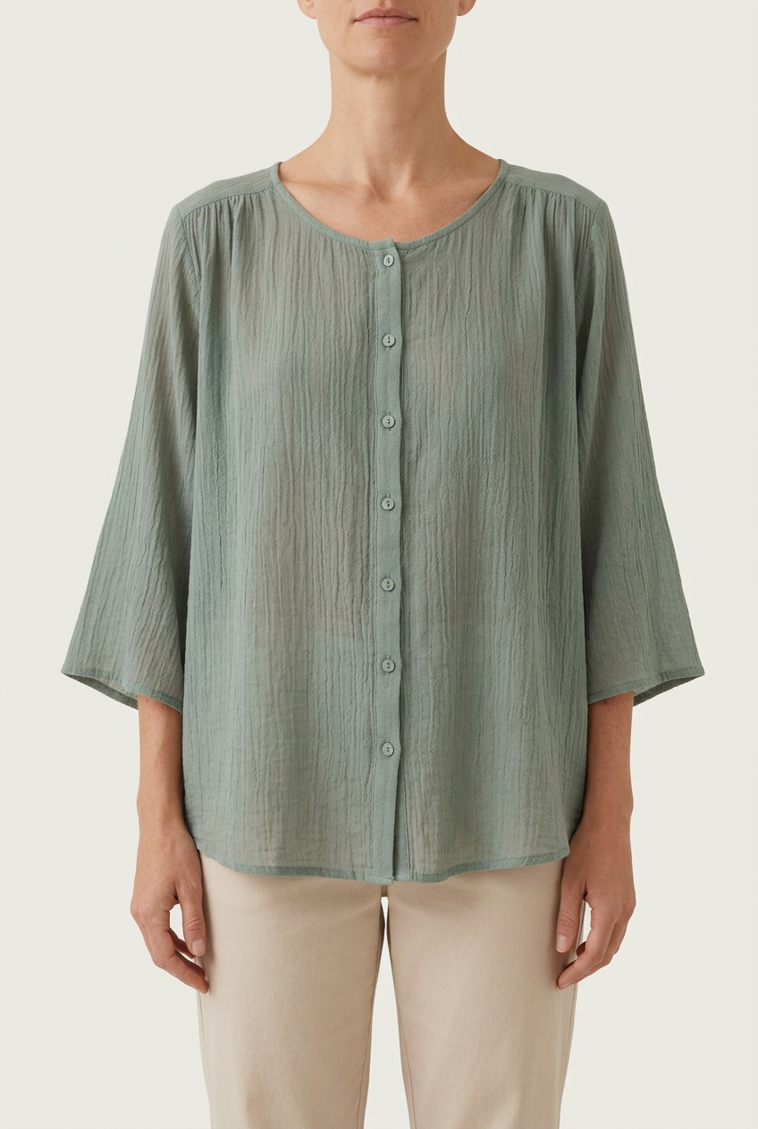 Camisa Luna en verde, vista frontal