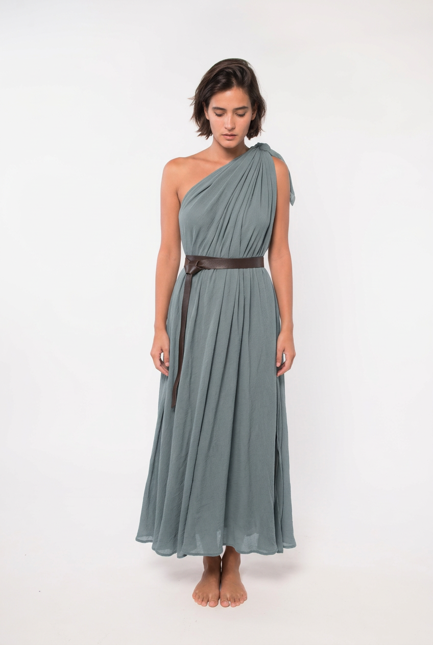 Vestido Nudo Elau celeste, cuerpo completo