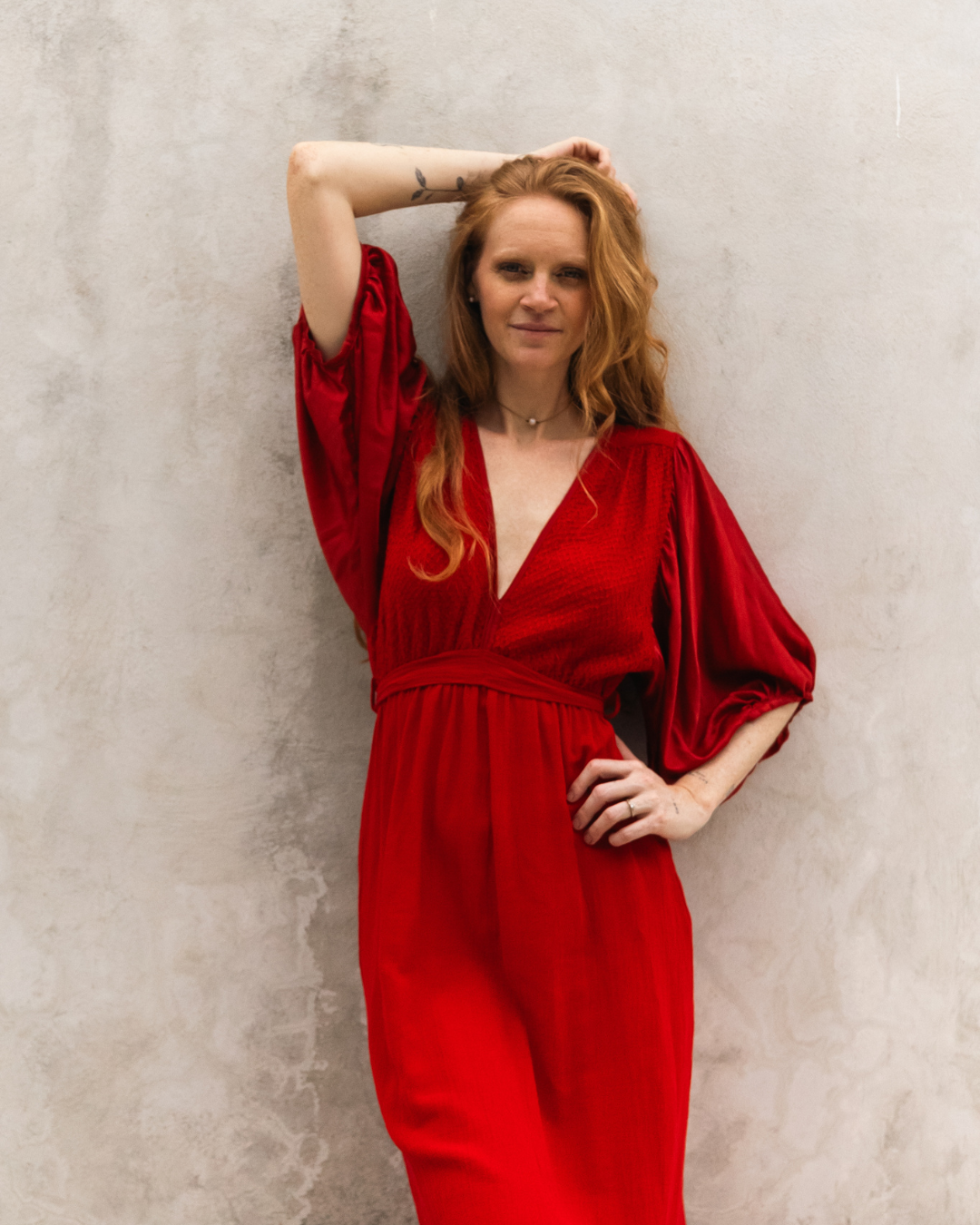 Vestido Cayetana Red Silk Rayon de La Troupe